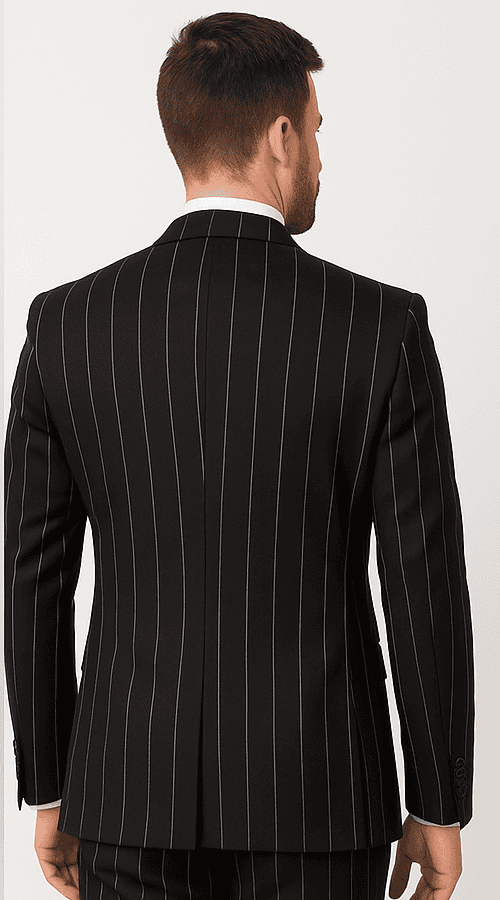 Rossi Man Max RM1728 – Slim Fit 3-Piece Men’s Suit in Black Stripe