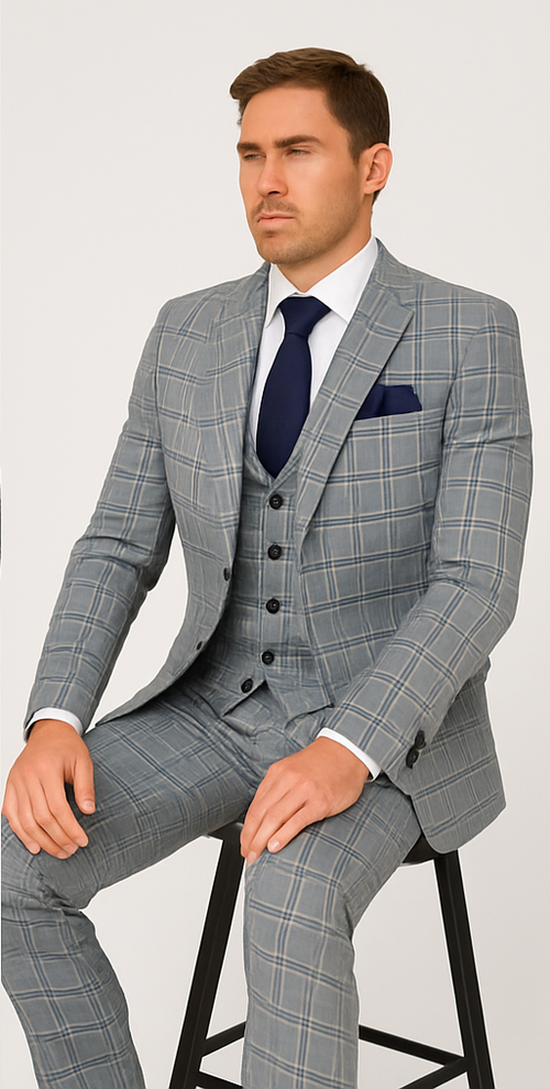 Rossi Man MAX RM1820 Slim Fit 3-Piece Suit – Modern Formal Suit for Men