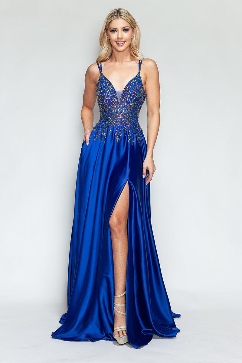 Prom Dress V-Neck Spaghetti Strap A-Line Formal Gown By Lenovia 8331-New Collection