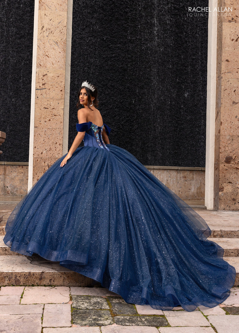 Floral Embroidery QuinceaƱera Dress with Detachable Corset Overlay by Rachel Allan RQ5016