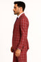 Mens Red and White Tartan Suit - Christmas New Year Holiday Suit Party Dance Events