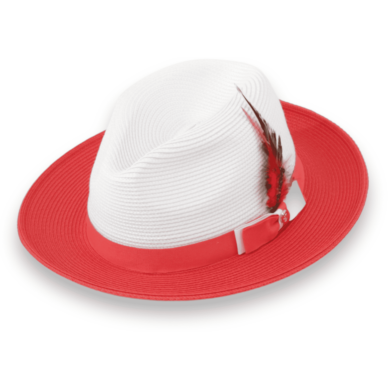 Tapa Crushable Straw Hat Fedora in Two Tone Navy-White by Ferrecci USA main image 1