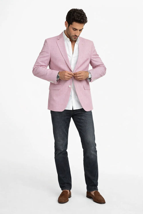 Red Pinstripe Blazer for Men