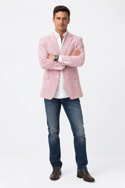 Red Pinstripe Blazer for Men