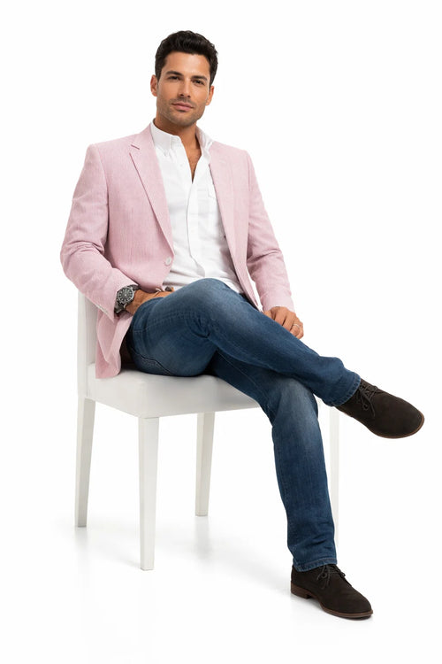 Red Pinstripe Blazer for Men