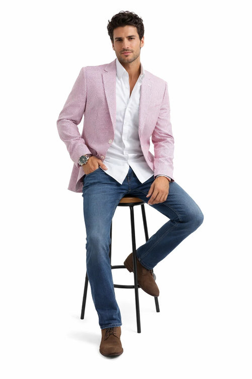 Red Pinstripe Blazer for Men