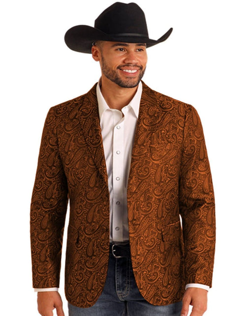 Men’s Western Copper Blazer with Swirl Paisley Design