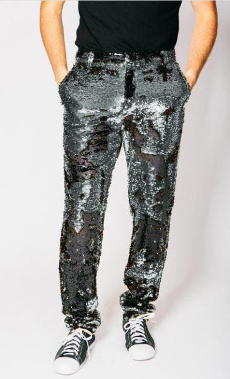 Mens Sequin Pants - Sliver Dress Party Pants Mens Sequin Pants - Sliver Dress Party Pants