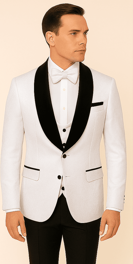 Rossi Man RM1444 – Slim Fit Smoking Style 3-Piece Formal Tuxedo for Men
