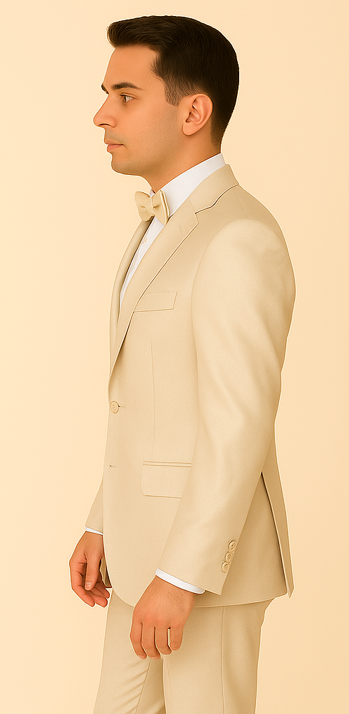 Rossi Man LEO RM1642 – Off-White Shimmer Slim Fit 3-Piece Suit for Men