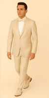 Rossi Man LEO RM1642 – Off-White Shimmer Slim Fit 3-Piece Suit for Men