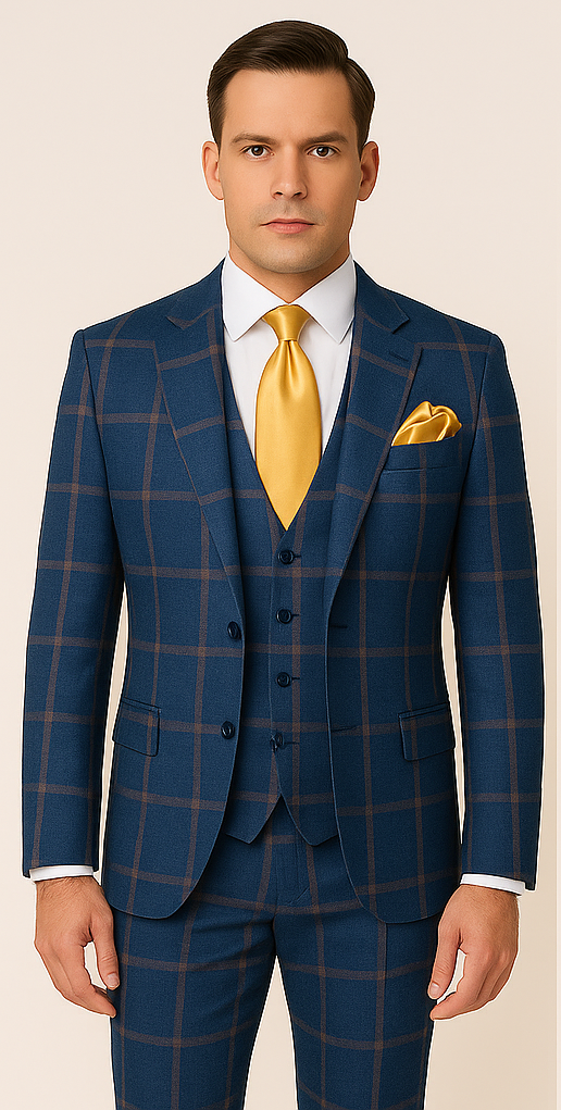 Rossi Man Max RM1840 – Slim Fit 3-Piece Formal Suit for Men