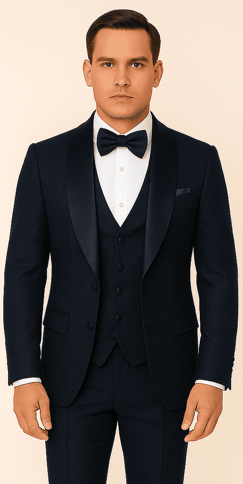 Rossi Man RM1252 – Men's 3-Piece Smoking Style Tuxedo for Elegant Evenings