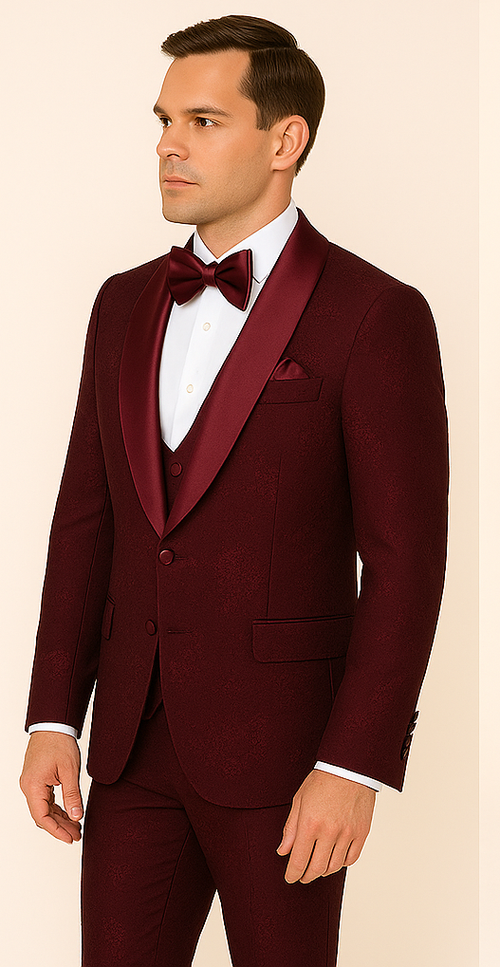 Rossi Man RM1253 – Formal 3-Piece Smoking Style Tuxedo for Men