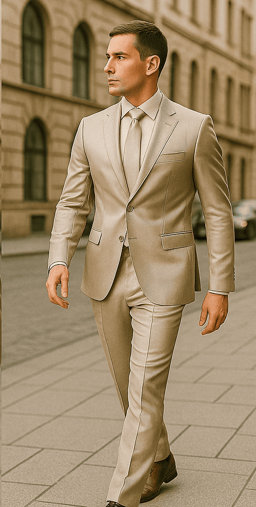 Rossiman Men’s Gray Shiny Sateen Suit – Sleek & Modern Formalwear