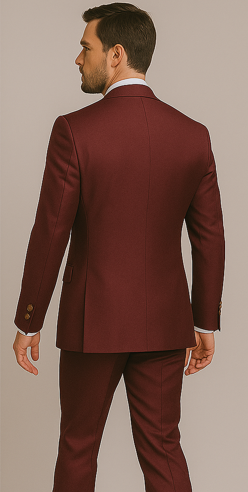 Rossiman Men's Burgundy Slim Fit Formal Suit – Modern Double-Breasted Jacket