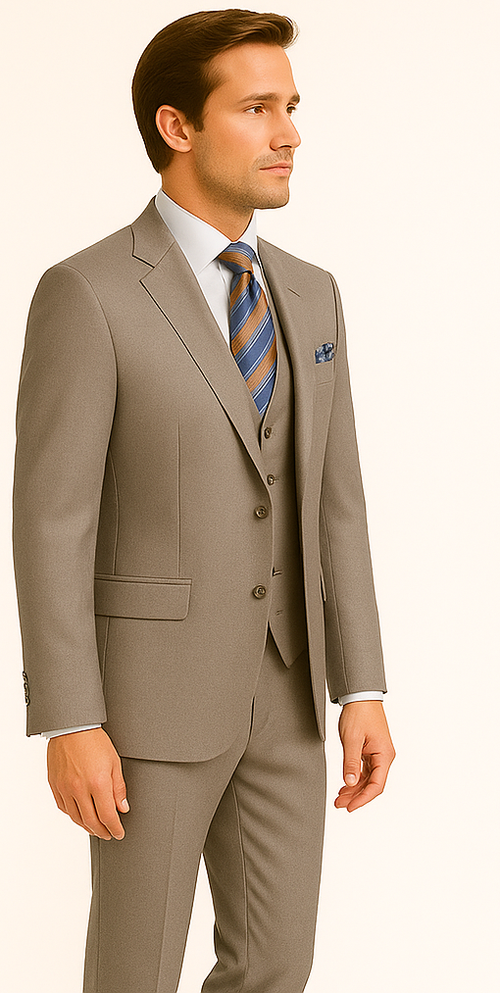 Men's Gray Slim Fit 3-Piece Suit by Rossiman – With Vest & Tailored Trousers