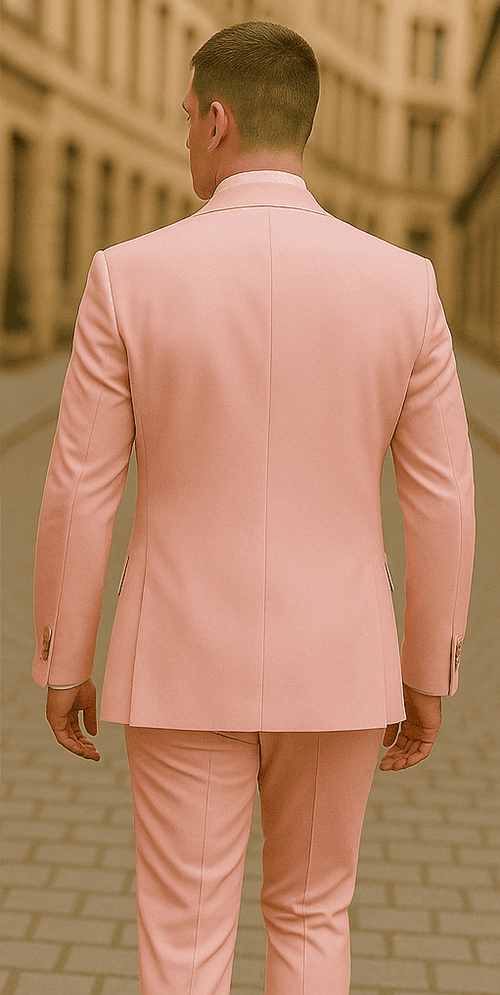 Rossiman Men's Pink Suit – 1-Button Peak Lapel Jacket & Double-Breasted Vest