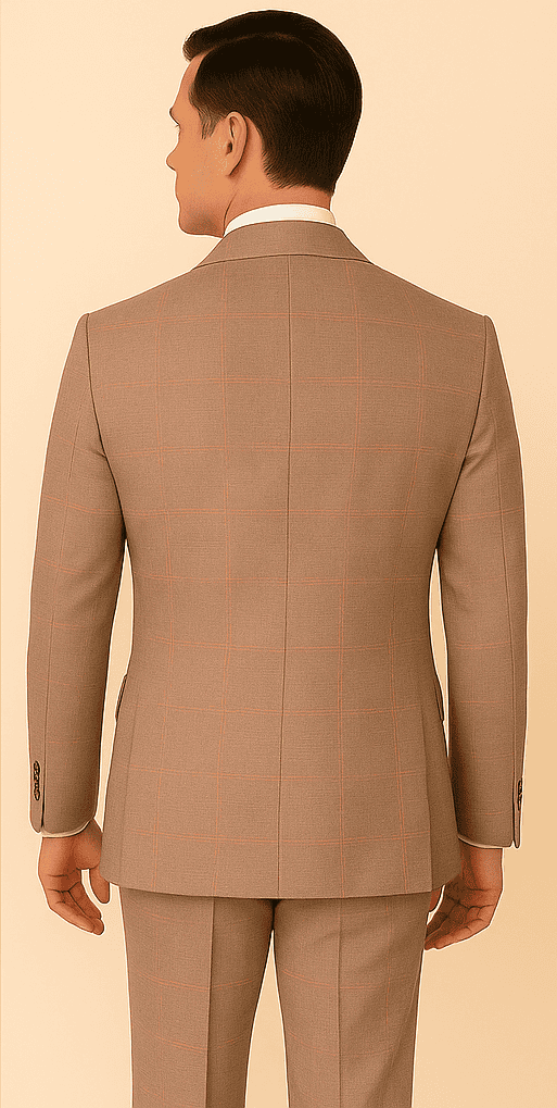 Rossiman Sharkskin Gray Plaid Suit – Double-Breasted Windowpane Suit for Men