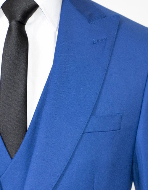 Royal Blue 3-Piece Slim-Fit Suit with Gold Buttons