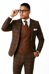 Rust Color Windowpane Pattern Suit