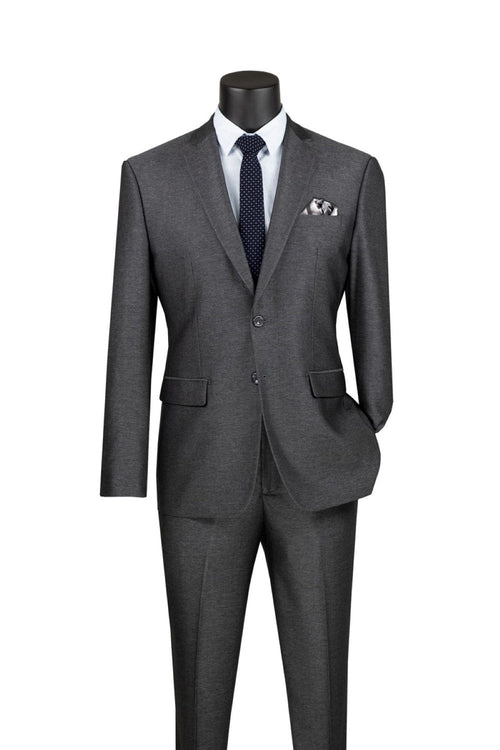 Men's Slim Fit 2 Piece Suit Single Breasted 2 Button Design Smoke