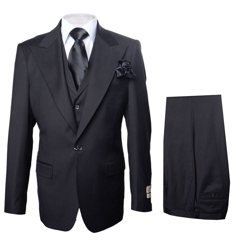 Rossi Man RM2301 - Sam Collection Mens Slim Fit Formal Suit in Black