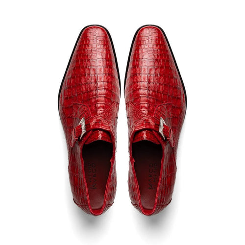 Marco Di Milano Rovigo Men' Shoes Red Genuine Caiman Crocodile Dress Single Monk-strap Loafers