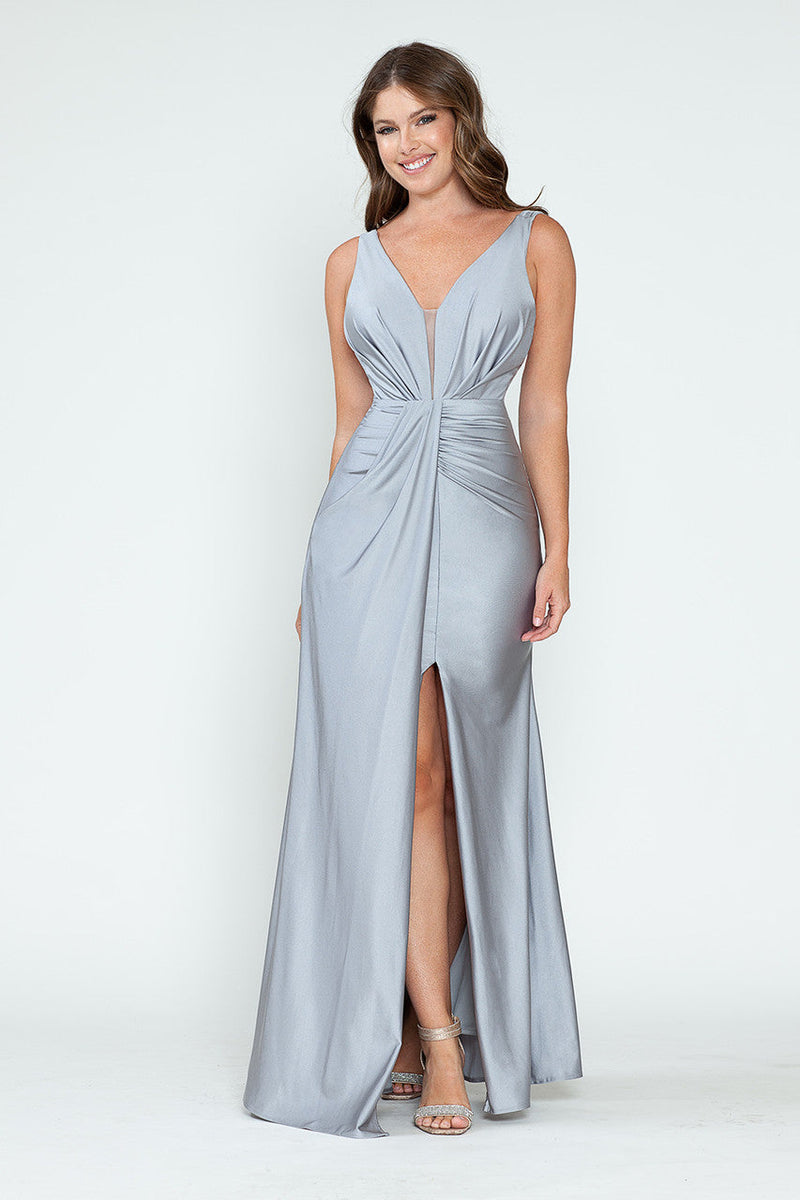 Bridesmaid Dress V-Neck Empire Bodice Ruched Prom Gown By Lenovia 5319-New Collection