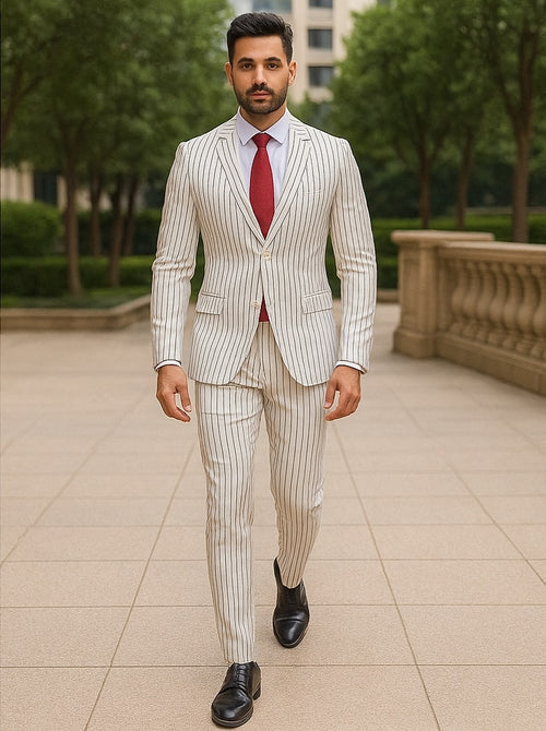 Slim fit pinstripe blazer set