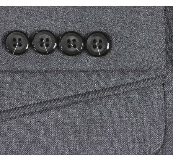 Renoir Clothing - Renoir Suit - Renoir Fashion - Super 140s Wool Two Button Slim Fit Dark Grey Renoir Suit