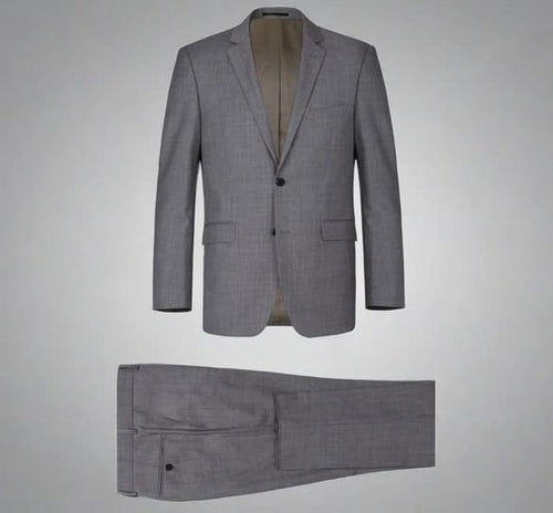 Renoir Clothing - Renoir Suit - Renoir Fashion - Super 140s Wool Two Button Slim Fit Dark Grey Renoir Suit