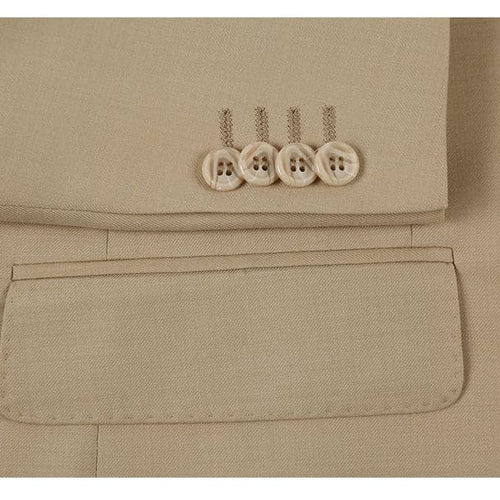 Renoir Clothing - Renoir Suit - Renoir Fashion - Super 140s Wool Two Button Slim Fit Tan Renoir Suit