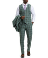 Stacy Adams - Hybrid Fit Plaid 3 Piece Green Suit