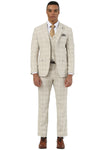 Men's Designer Stacy Adams Vested Glen Plaid Suit in Beige