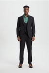 "Mens Stacy Adams Suit - Stacy Adams Suit Men's Designer Suit - Black, One Button Peak Lapel Vest"