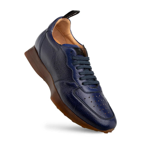 Men's Gerardo Blue Deerskin Sneakers by Mezlan – Luxury Casual Footwear, Made in Spain