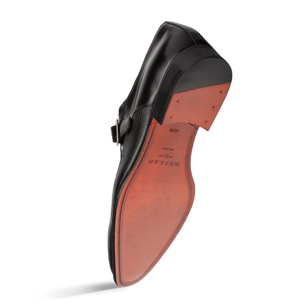 Pego Black Monk Strap Shoes by Mezlan – Deerskin & Shiny Calf Leather Dress Shoes Made in Spain