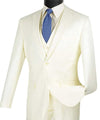 Slim Fit Business Men's Suit 3 Piece 2 Button in Ivory