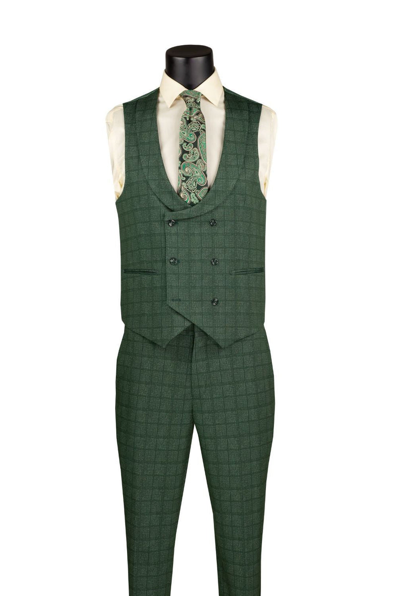 Slim Fit 3 Piece Stretch Fabric Suit in Green