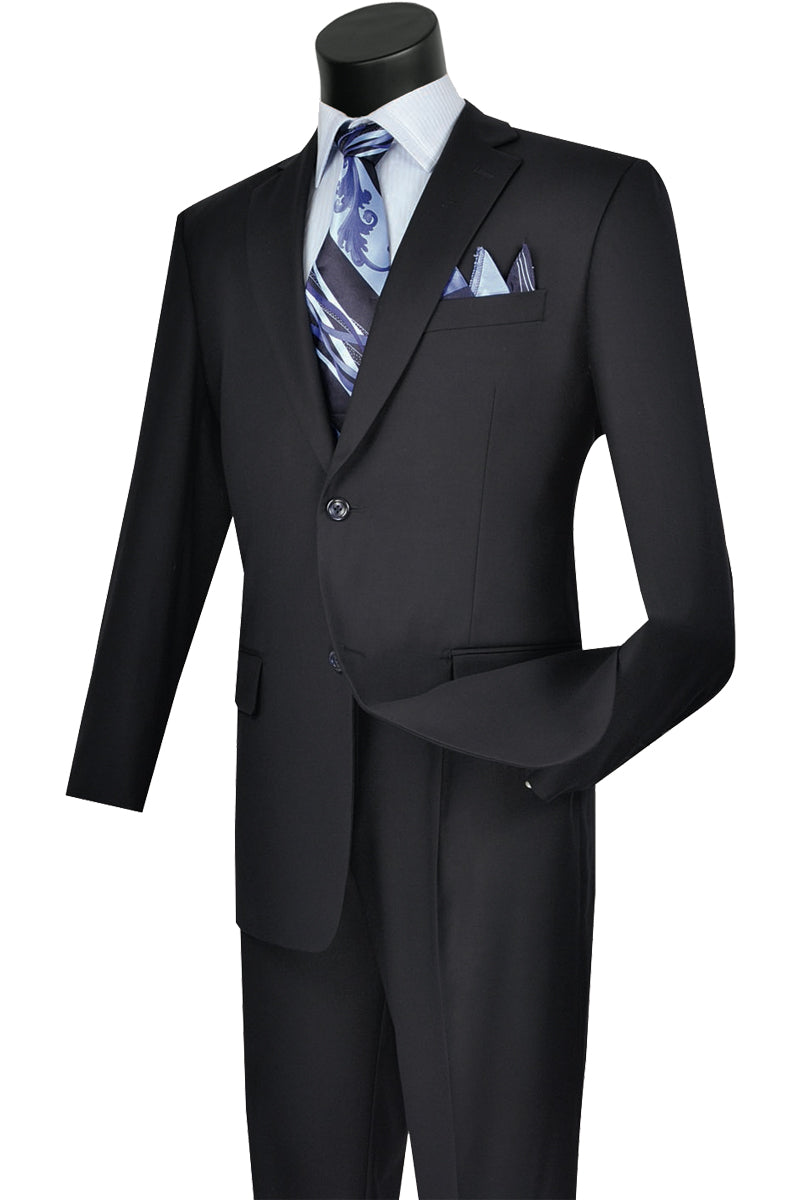 Men's Navy 2 Button Vitali Brand Flat Front Pants Regular Fit Side Vented Suit main image 1