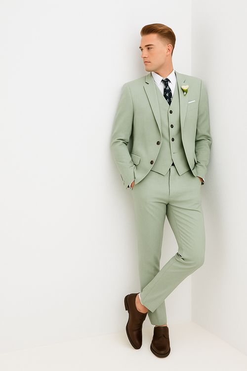 Sage Men Light Green Suit