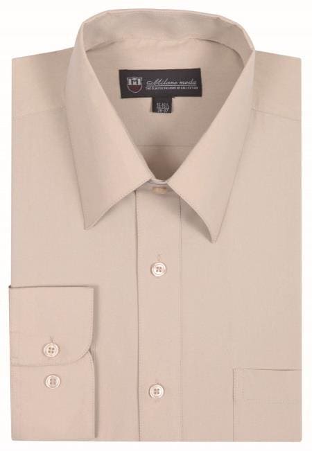 Cheap Mens Dress Shirt Sand Discounted Affordable Shirt $35 - AlbertoNardoniStore
