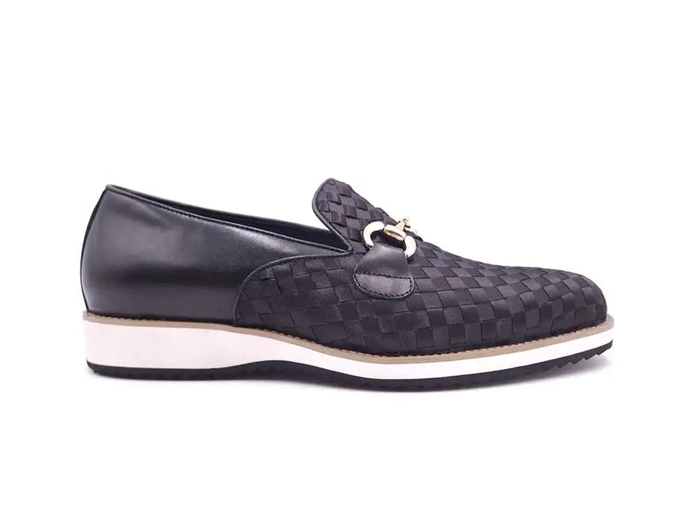 Satin Weave Leather Bit Loafer