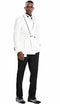 Mens Slim Fit Double Breasted Skinny Fit Prom and Wedding Tuxedo White and Black Paisley