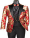 Mens Shiny Paisley Vested Wedding and Prom 2026 Tuxedo in Red and Gold