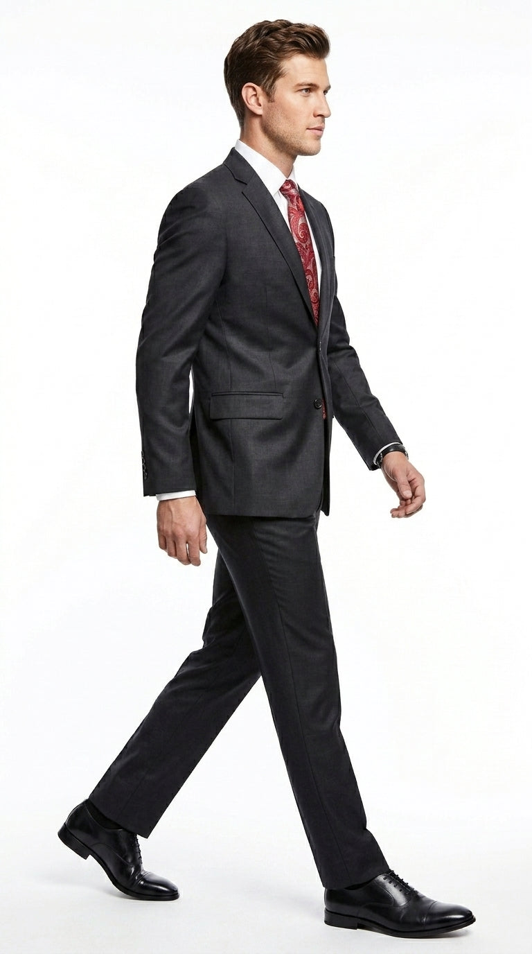 Men’s Black Extra Long Suit, Classic Formal Wedding Business Dress Suit Set