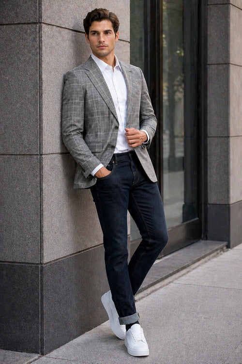 Stacy Adams Men's Hybrid Fit Sport Coat - Windowpane Plaid