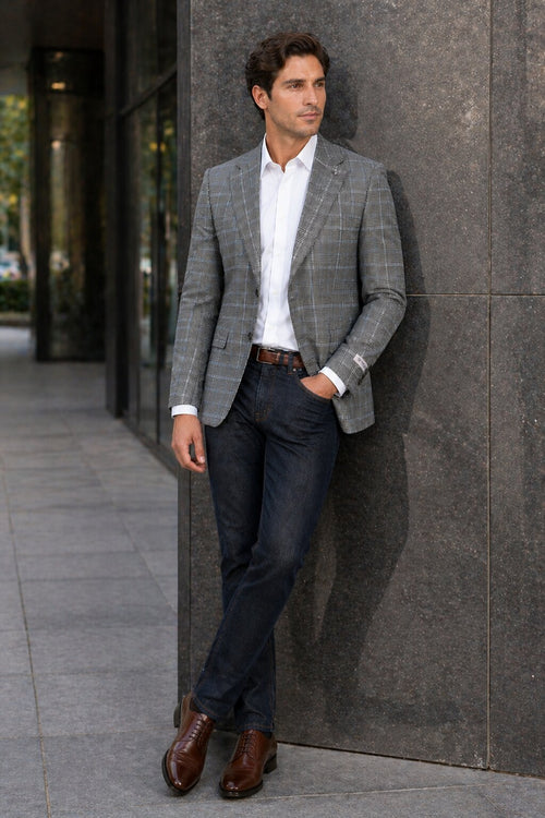 Stacy Adams Men's Hybrid Fit Sport Coat - Windowpane Plaid