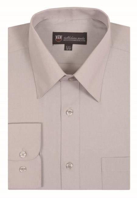 Cheap Mens Dress Shirt Silver Plain Discounted Affordable Shirt $35 - AlbertoNardoniStore